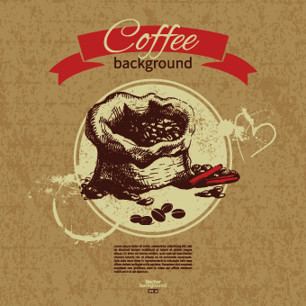 Coffee background retro design vector 04