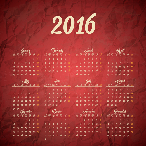 Company gird calendar 2016 set vectors 01 Company gird calendar 2016 set vectors 01