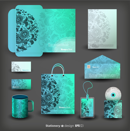 Creative stationery cover kit vector set 02