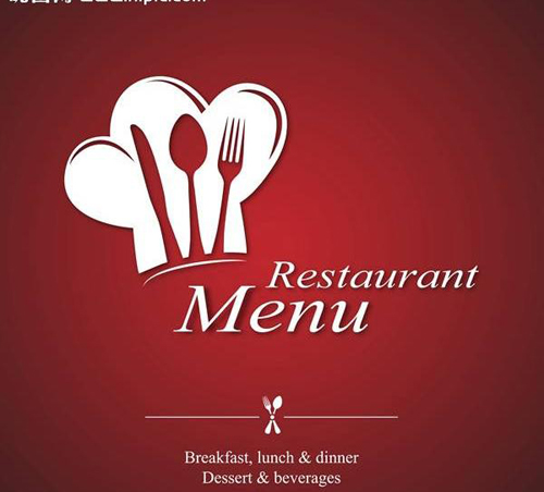 Dark red style restaurant menu design vector
