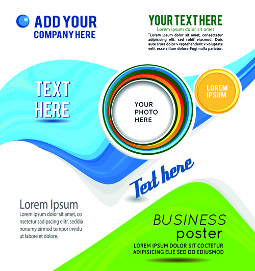 Dynamic wave business style brochure cover vector 02