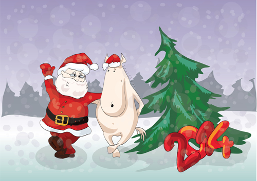 Horses 2014 Christmas vector 04