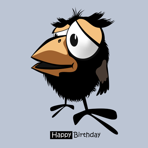 Funny cartoon character with birthday cards set vector 11