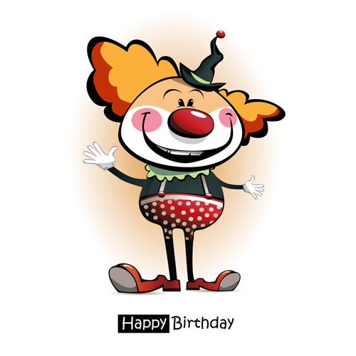 Funny cartoon character with birthday cards set vector 12