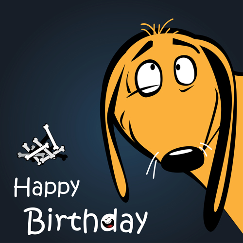 Funny cartoon character with birthday cards set vector 15