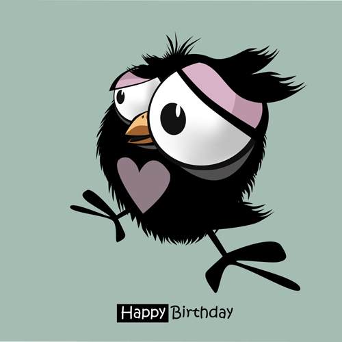 Funny cartoon character with birthday cards set vector 18