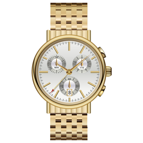 Gold wristwatch luxury vector material