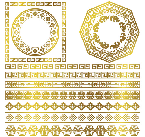 ornaments golden frame border 