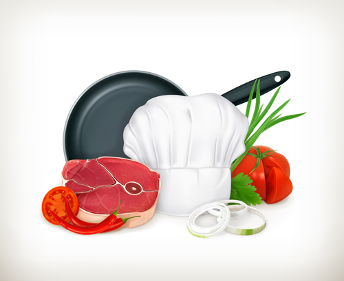 Kitchen object design elements vector 03