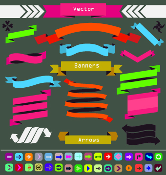 Vintage labels and ribbon design vector set 01
