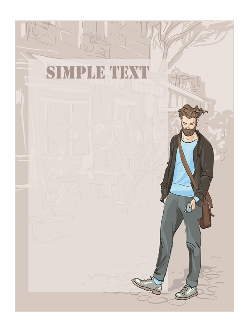 Man with fashion background vector 04