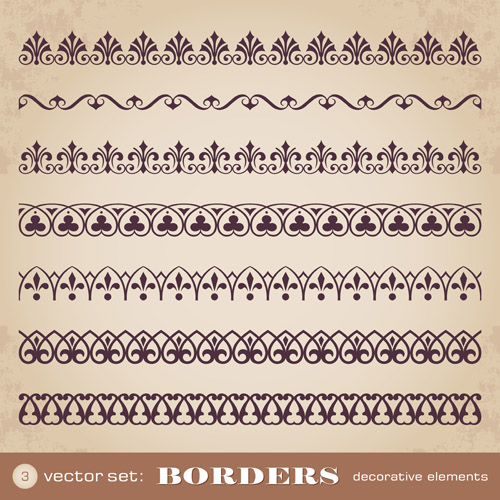 Ornaments borders decorative elements vector set 05