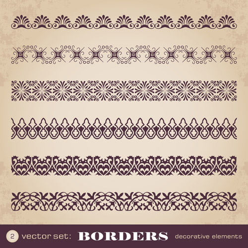 Ornaments borders decorative elements vector set 06