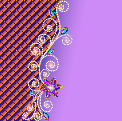Ornate diamonds art background vector 05