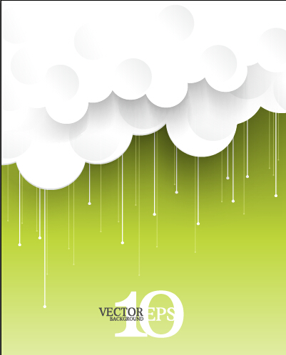 Paper cut cloud with green background