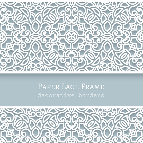 Paper lace frame vector background 02