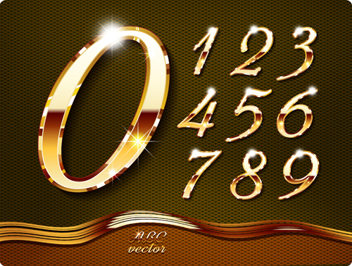 Shiny gold numerals vector graphics welovesolo