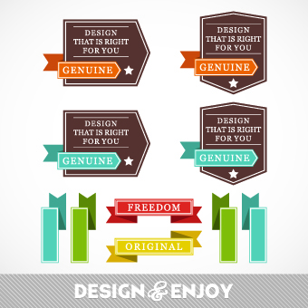 Vintage ribbon with labels vector 03