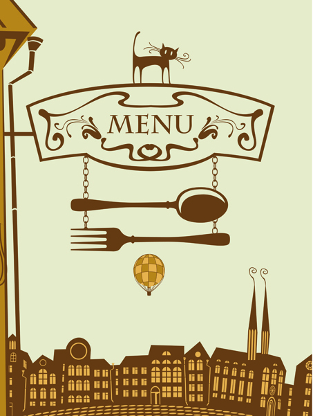 Retro font restaurant menu cover cafe 