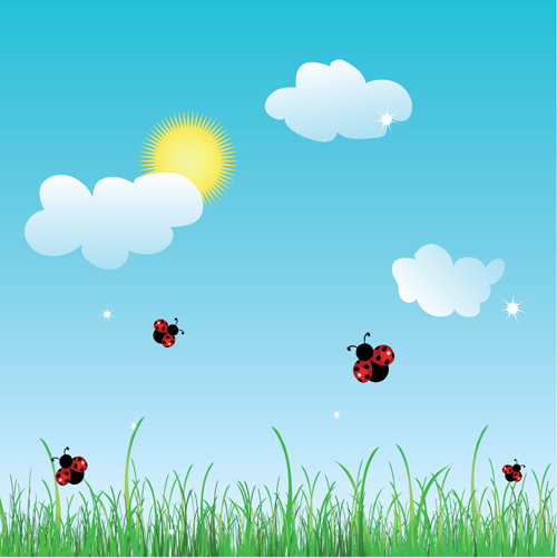 Elements of Summer glade vector background 01