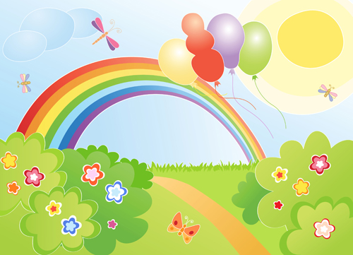 Elements of Summer glade vector background 04