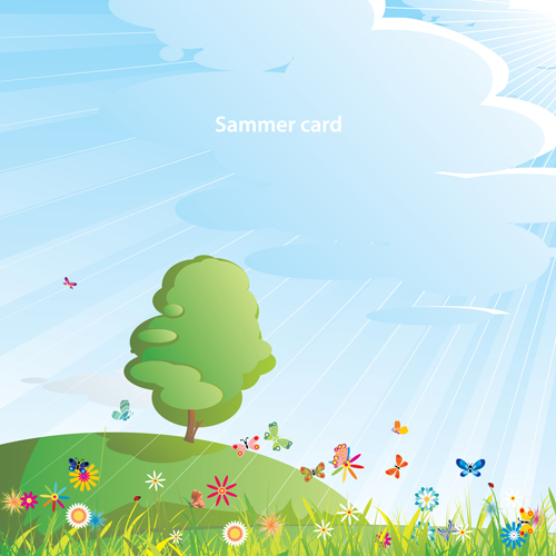 Elements of Summer glade vector background 05