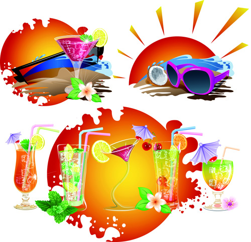 Tropical elements design vector 01