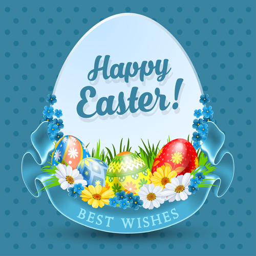 Vintage easter flower with egg label vector