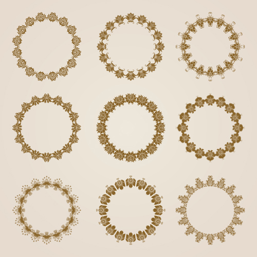 Vintage floral decorative frames vector 05
