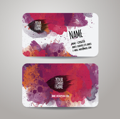 Watercolor grunge business cards vector material 02