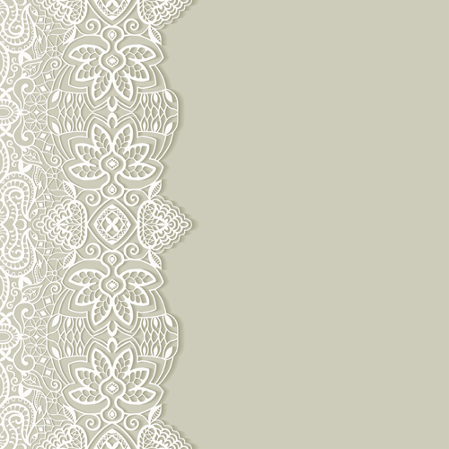 White lace with colored background vector set 01