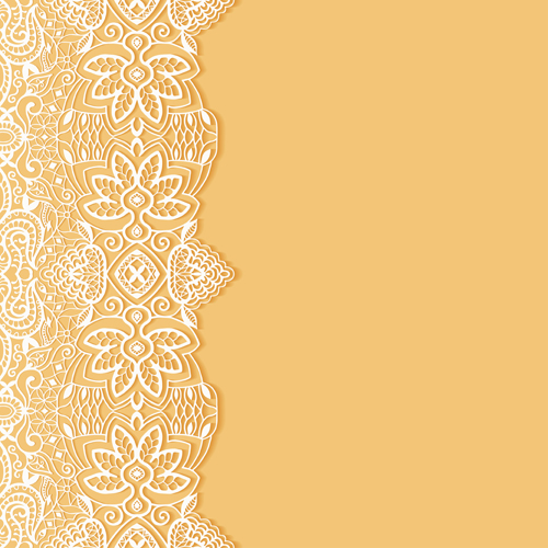 White lace with colored background vector set 02