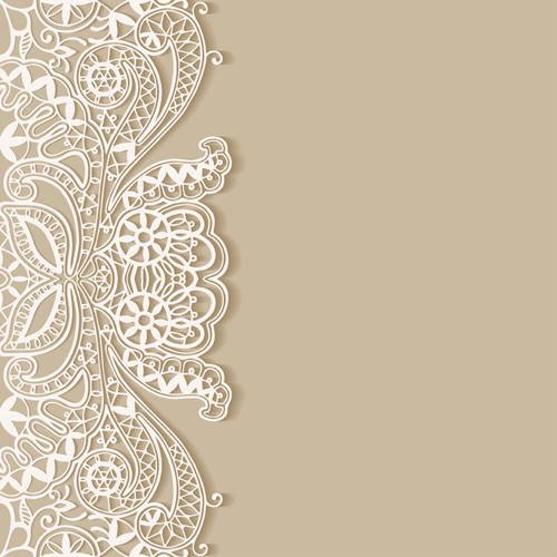 White lace with colored background vector set 03