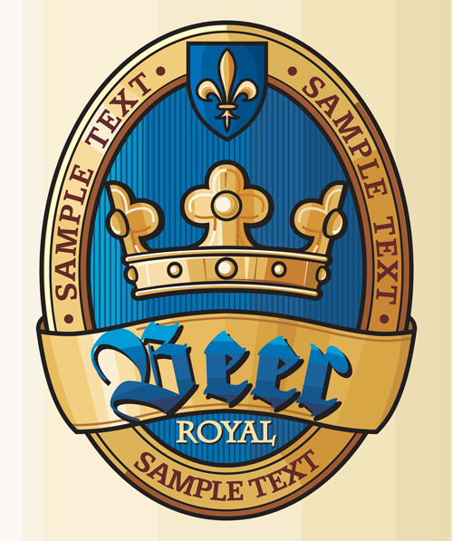 Set of Vivid Beer label vector 03