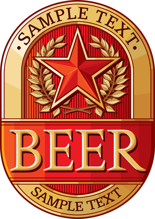 Set of Vivid Beer label vector 04