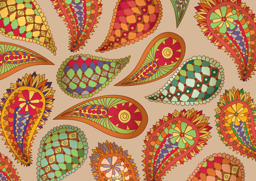 Set of paisley pattern Seamless vector 02