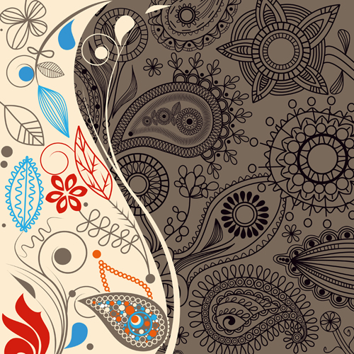 Set of paisley pattern Seamless vector 04