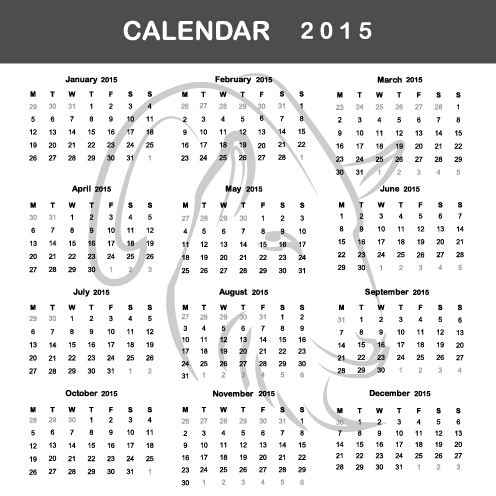 simple grid calendar 2015 