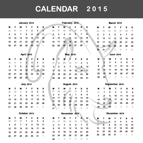 simple grid calendar 2015 vector set 01