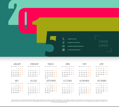 simple grid calendar 2015 