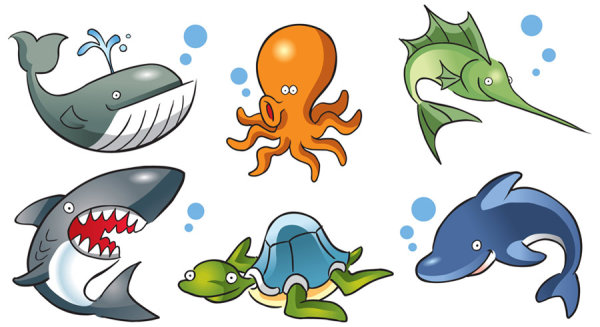 Lovely Marine Animal design vector
