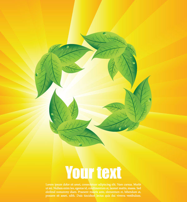 Summer sun and green leaves vector background set 04