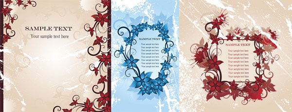vector pattern red nostalgia lace ink marks frame flowers flow pattern fashion pattern cracks blue background 
