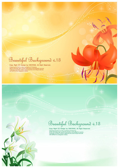 vector graphic design material text flowers cards background 