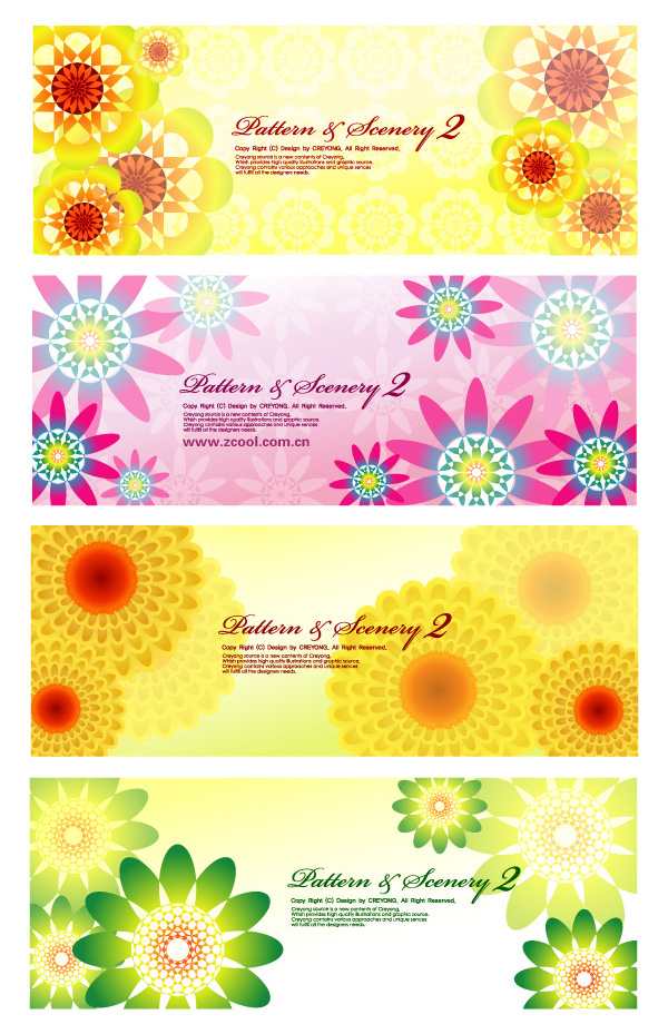 vector shading Patterns material lovely flowers colorful background 