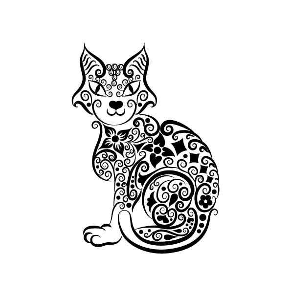 Cute Hand drawn Cat Decoration Pattern vector