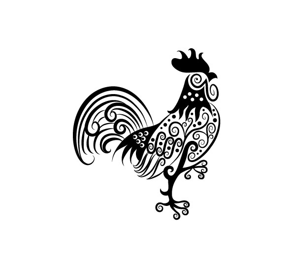 rooster pattern hand drawn decoration 