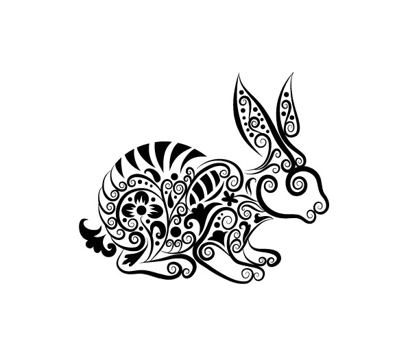 rabbit pattern hand drawn decoration 