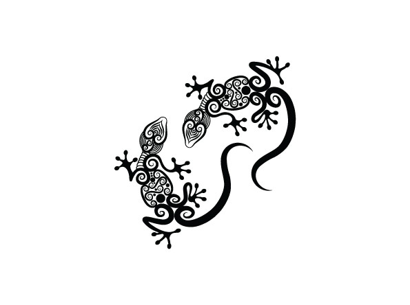Hand drawn Gecko Decoration Pattern vector