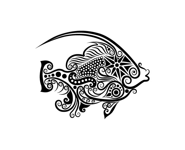 vivid pattern hand drawn fish decoration 